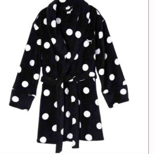 New VS Pink Black and White Polka Dot Robe  XS Petite